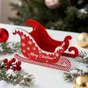 Christmas Sleigh Table Decor Small Christmas Table Decorations Wooden Santa's Sleigh Snowflake Decoration Props Red Sled Tabletop Decor for Xmas Centerpiece Ornaments Home Party Favor, 8.5x3.5x5"