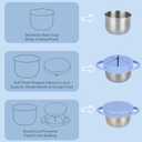 2 Pack Snack Cups for Toddlers Spill Proof - Detachable Stainless Steel Toddler Snack Cups with Silicone Lids & Handles - Dishwasher Safe Snack Container for Mess-Free SnackingBlue-purple and Green)