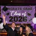 Graduation Decorations 2026 Purple, Graduation Backdrop Banner 71 x 35.5 Inch, Class of 2026 Graduation Party Photo Backdrop
