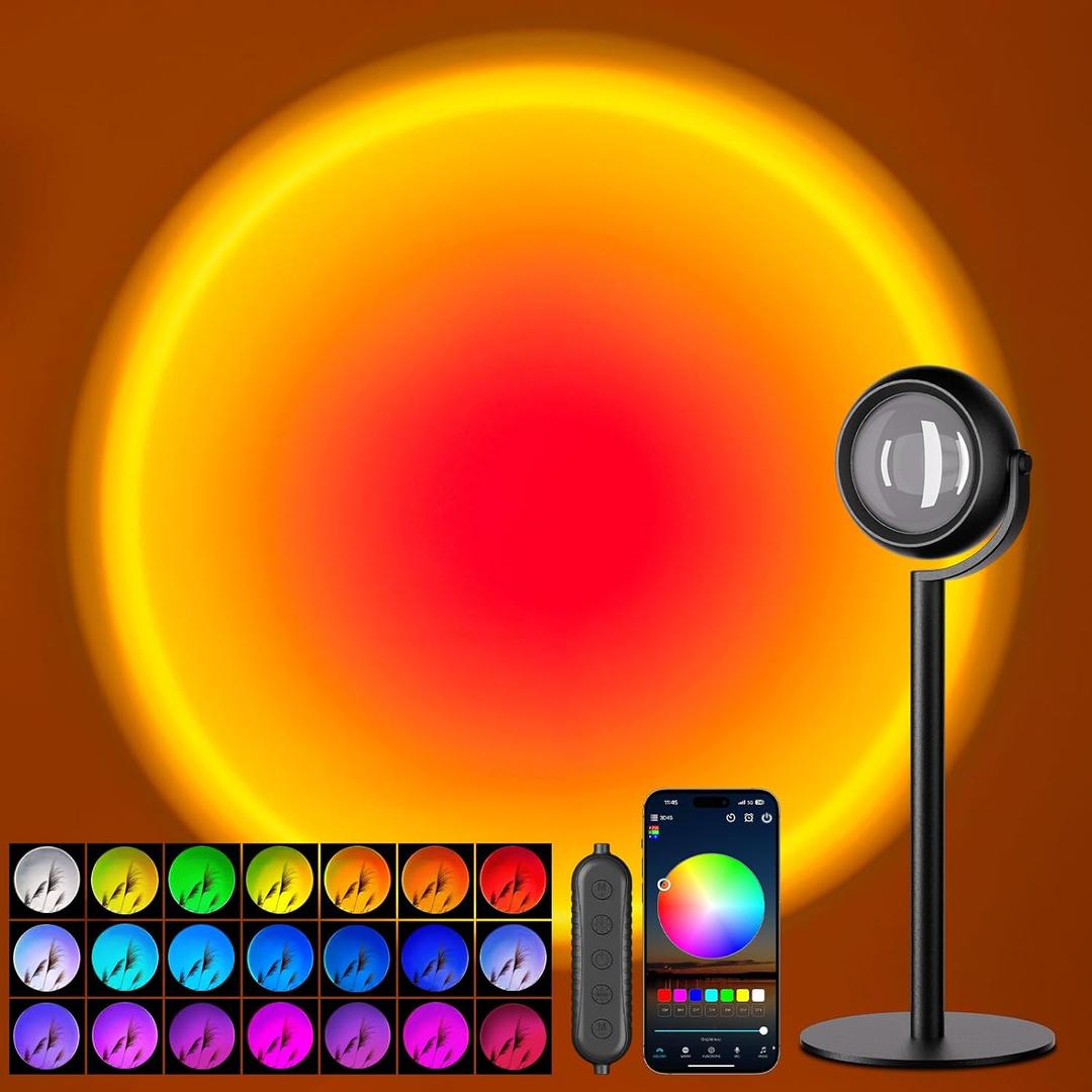 Upgraded Sunset Lamp Projector with APP Control, Endless Color Changing Led Lamp Night Light, Mood Lighting Sunlight Sunset Lamps for Bedroom Decor/Room Decor/Living Room/Christmas Gifts/Party