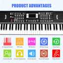 Keyboard Piano 61 Lighted Keys, Electric Keyboard Kit with 100 Voices, 100 Rhythms - Built-In Speaker, Microphone, Sheet Stand and Power Supply, Gift for Children Beginners [Black, Piano Only]