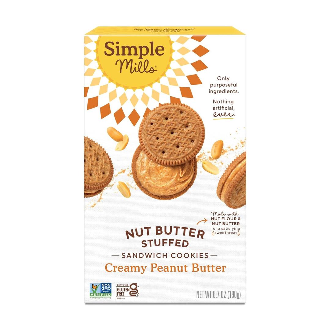 Simple Mills Creamy Peanut Butter Sandwich Cookies - Gluten Free, Vegan, Healthy Snacks, 6.7 Ounce (Pack of 1) (EXP 09/01/26)