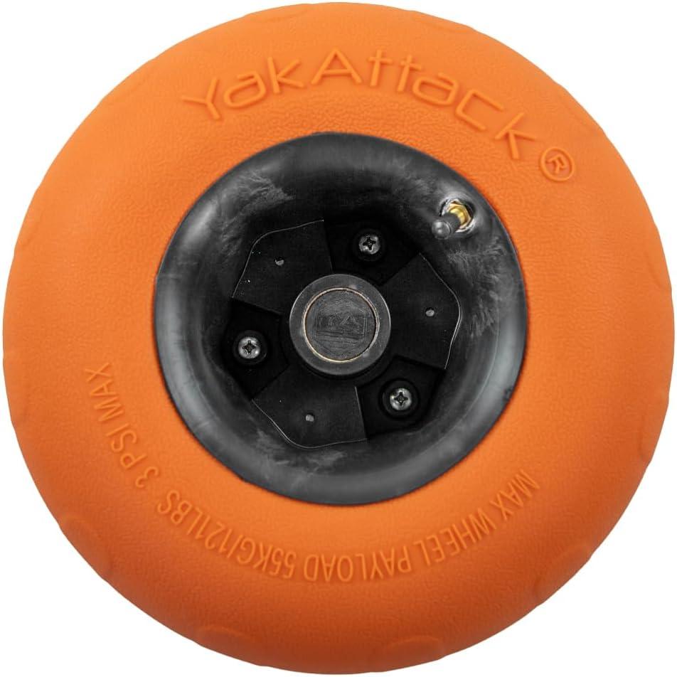 YakAttack TowNStow Air-Filled Balloon Sand Tire – 14" x 7" | PVC Kayak Cart Wheel for Soft Sand & Mud | Push-Button Swap | Fits All TowNStow Carts | Single Pack – Orange/Black