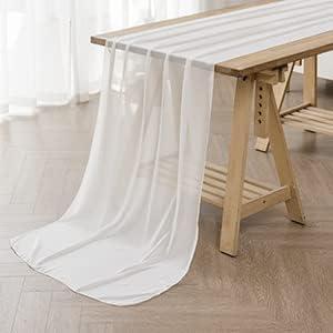 12Pack 9ft Chiffon Table Runner 14x108 Inch Sheer Romantic Table Runner for Wedding Birthday Party Bridal Shower Outdoor Decoration-Ivory