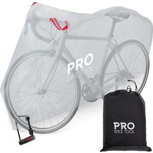 PRO BIKE TOOL Bicycle Cover  Transparent PVC Waterproof Outdoor Bike Cover  Protects from Weather, Dust, Rain, and Scratches  Ideal for Garage with Safety Loops and Storage Bag  30.3"x81.4"x47.2"