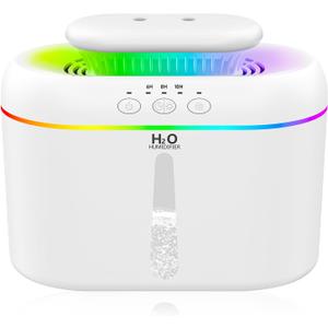 2L humidifiers for bedroom Large Room Home Ultra-Quiet 28 dB Quiet Supersized Cool Mist Air Humidifier for Baby NurseryDual NozzieEasy to Clean & Fill, 7 Color NightLight (White)