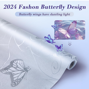 DKTIE Static Cling Decorative Window Film with Installation Tools, Non Adhesive Privacy Film, Window Privacy Film Decorative Butterflies, Window Film Frosted Glass (01, 35.4 x 78.7 Inch)