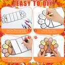 Dunzoom 48 Pcs Thanksgiving Turkey Craft Kits with 12 Watercolor Pens Color Your Own Paper DIY Crafts Thankful Turkey Decoration for Thanksgiving Fall Home Classroom School Party Supplies