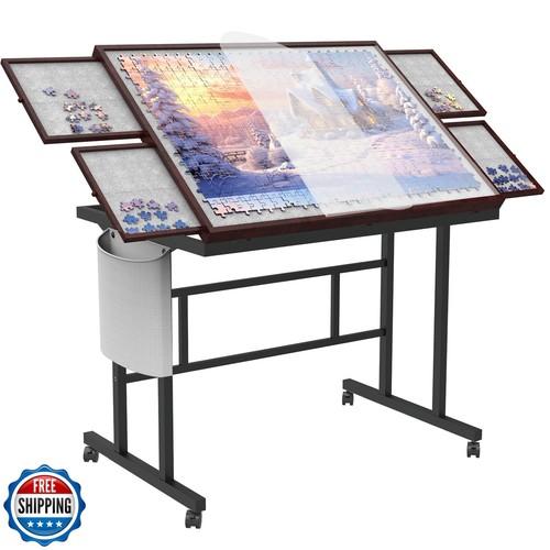 Doerpuz Jigsaw Puzzle Table 1500pcs with Legs and Storage Pocket,5 Adjustable Up Level Puzzle Tables