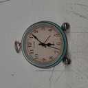 Peakeep 4" Small Battery Operated Antique Retro Analog Alarm Clock for Room Decor, Silent Elegant Bedside Desk Table Gift Clock (Aqua)