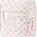 Aileam Lunch Box Lunch Bag for Women Cute Girls Insulated Womens Lunch Bag For Work Quilted Large Capacity Reusable Insulated Cooler for Work School Picnic Travel, Pink Bow