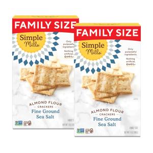 2 x Simple Mills Almond Flour Crackers, Family Size, Fine Ground Sea Salt - Gluten Free, Vegan, Healthy Snacks, 7 Ounce (Pack of 2)