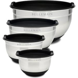 Bellemain Stainless Steel Non-Slip Mixing Bowls with Lids (3-Piece Set)