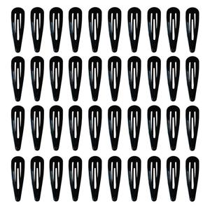 40 Pack Black 2 Inch Barrettes Women Metal Snap Hair Clips Accessories