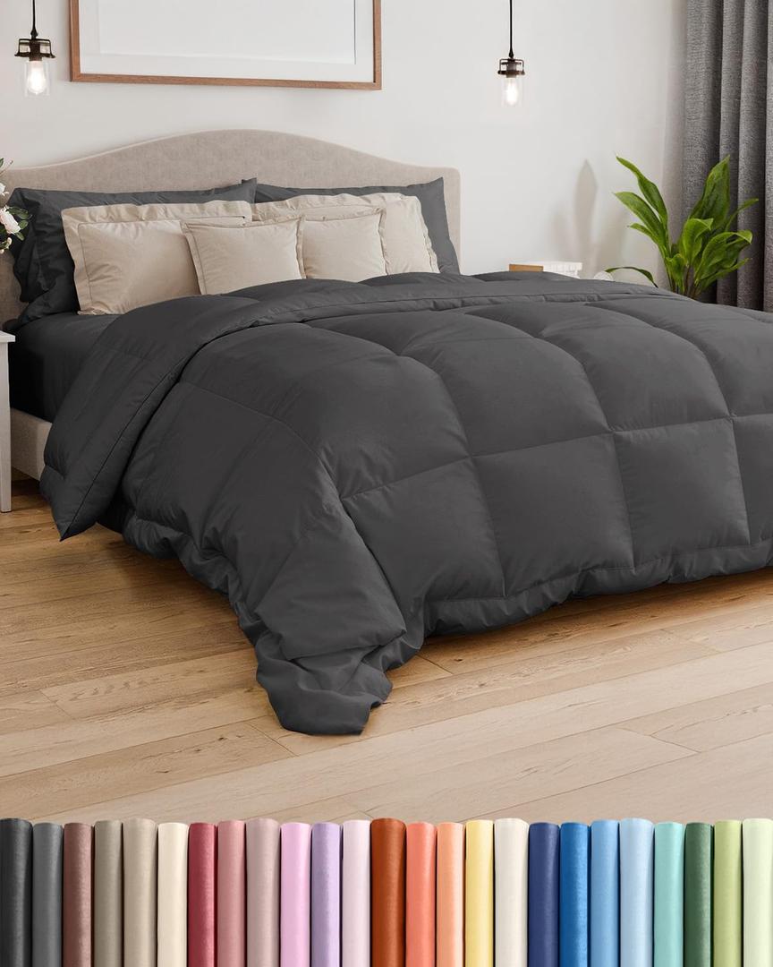 King Size, Dark Gray Alternative Down Comforter - Warm, Lightweight & Breathable Hotel Quality Bedding Set for Men, Women, Kids & Teens - All Season Oversized Cooling Microfiber Duvet Insert Comforter