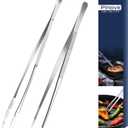 Kitchen Tweezers Tongs, Cooking Tweezers Stainless Steel - 12-inch Ideal for Grilling Meat, BBQ, Pasta, Plating, and Pinching Delicate Small Pieces of Food, Set of 2