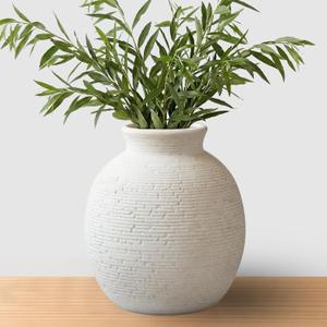 Ceramic Flower Vase for Home Decor, Rustic Farmhouse Vintage Retro Vase for Living Room, Kitchen, Bedroom, Decoration for House, Bookshelf, Dining Table, Office, Gift(7.4 inch)