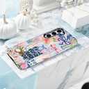 Mainrenka Summer Beach Case for Samsung Galaxy S23+ Plus, Aesthetic Cute Flower Bow Ocean Collage Phone Case Hybrid 2-Layer Hard Shell Shockproof Design Protective Cover Women Girls Mens