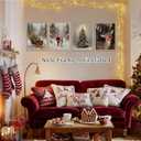 3 x Poecinvi Winter Christmas Wall Art Prints Set of 4, Rustic Christmas Decor, Winter Xmas Tree Sleigh Reindeer Santa Posters Pictures Wall Decor for Home Bedroom Living Room Office, 8x10 Unframed