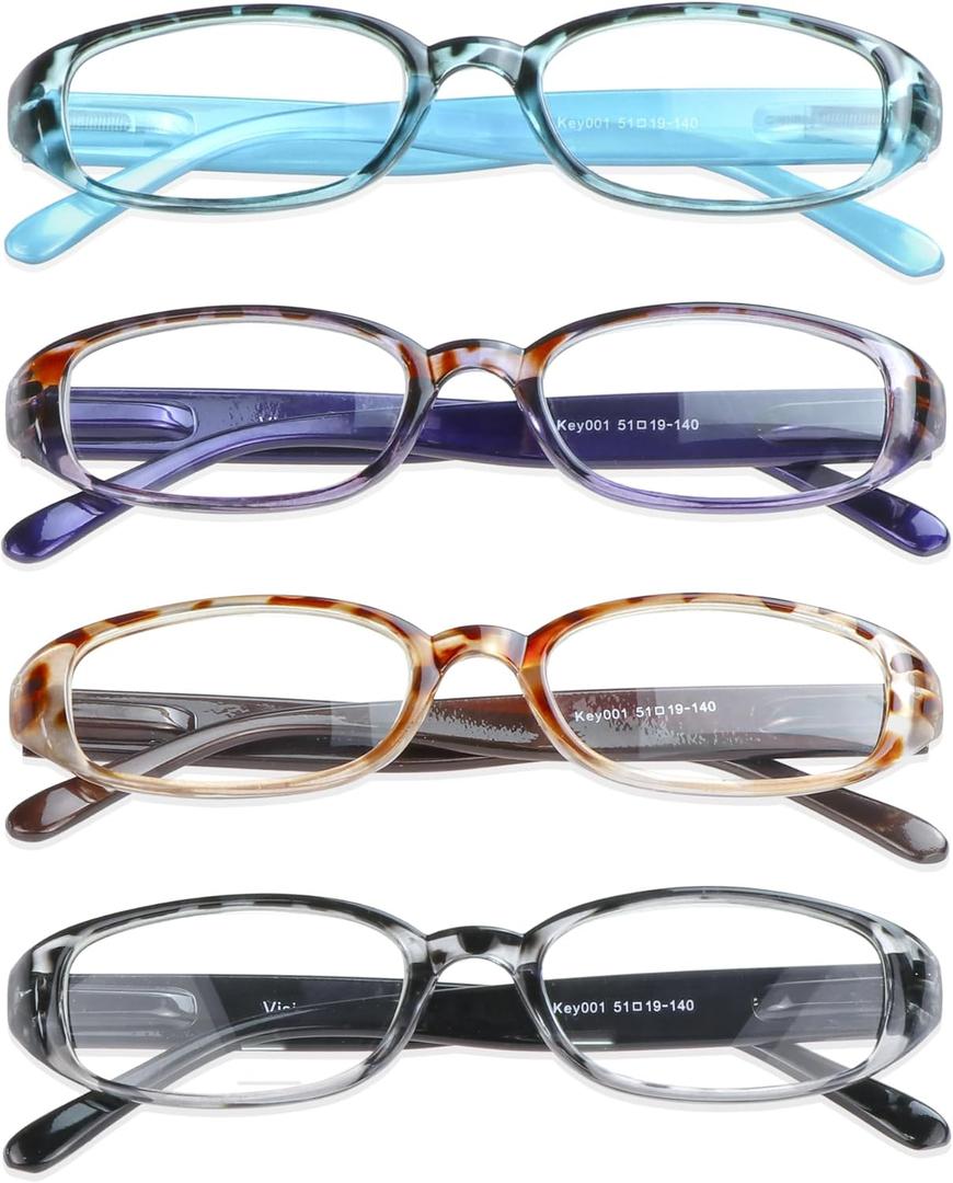 VisionGlobal 1 Pairs/4 Pairs Reading Glasses with Spring Hinge, Blue Light Blocking Glasses for Women/Men