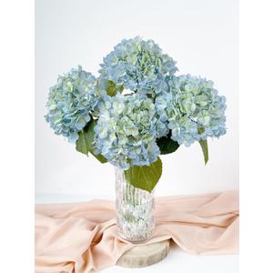 SUMTIPHUN 4 Pcs 20'' Real Touch Hydrangeas Light Blue Artificial Hydrangeas Flowers Faux Latex Hydrangea for Kitchen Living Room Porch Home Decor Baby Shower Party Wedding Table Centerpiece