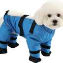 Dog Pants with Suspenders, Adjustable Waterproof Dog Boots, Anti-Dirty Anti-Slip Pet Paw Protectors, Reflective for Night Visibility, Ideal for Daily Outdoor Strolls (Blue, S)