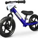 KRIDDO Toddler Balance Bike 2 Year Old, Age 18 Months to 5 Years Old, 12 Inch Push Bicycle with Customize Plate (3 Sets of Stickers Included), Steady Balancing, Gift Bike for 23 Boys Girls, Blue