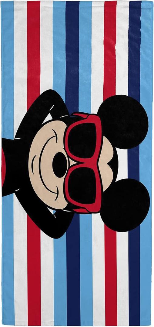 Jay Franco Disney Mickey Mouse Summer Starts Here Bath/Pool/Beach Towel - Super Soft & Absorbent Fade Resistant Cotton Towel, Measures 28 x 58 inches