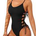 Narecte One Piece Swimsuit Women Bathing Suit Sexy High Cut Women's One-Piece Swimsuits Monokini One Piece Bathing Suit (Black)