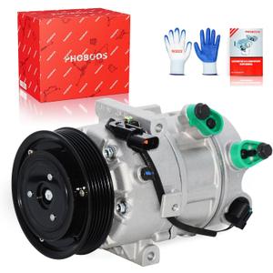 PHOBOOS A/C Compressor with Clutch Compatible with Hyundai Elantra/Elantra Coupe/Elantra GT 2014-2020, Kia Forte/Forte Koup/Forte 5/Soul 2014-2019, 1.8/2.0L, Fast Cooling, Low Noise, Ref. 197383