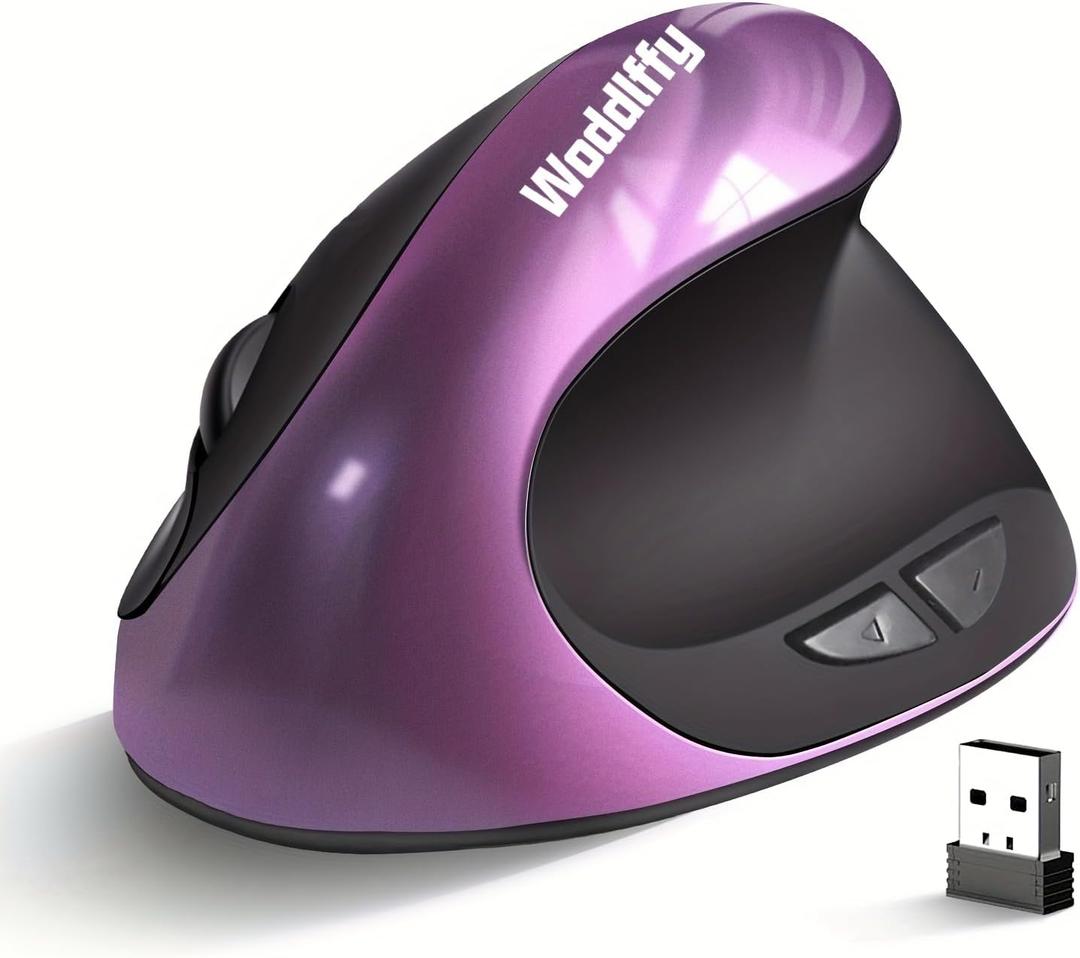 Ergonomic Mouse Wireless,Vertical Mouse with Silent Click Right Handed Small Mouses with 6 Buttons 1000/1200/1600 for Laptop,Desktop,PC, MacBookPurple AA