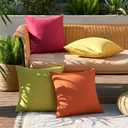 MIULEE Pack of 4 Decorative Outdoor Throw Pillow Covers Linen Waterproof Pillow Covers Summer Farmhouse Cushion Cases for Patio Garden Tent Balcony Couch Sofa 18x18 Inch Red/Green