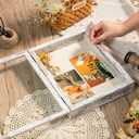 Califortree 8x10 Shadow Box Frame with Linen Back - Real Glass, Push Pins Included, Sturdy Rustic Memory Display Case, Fits 6.8x8.8 Inserts, Distressed White