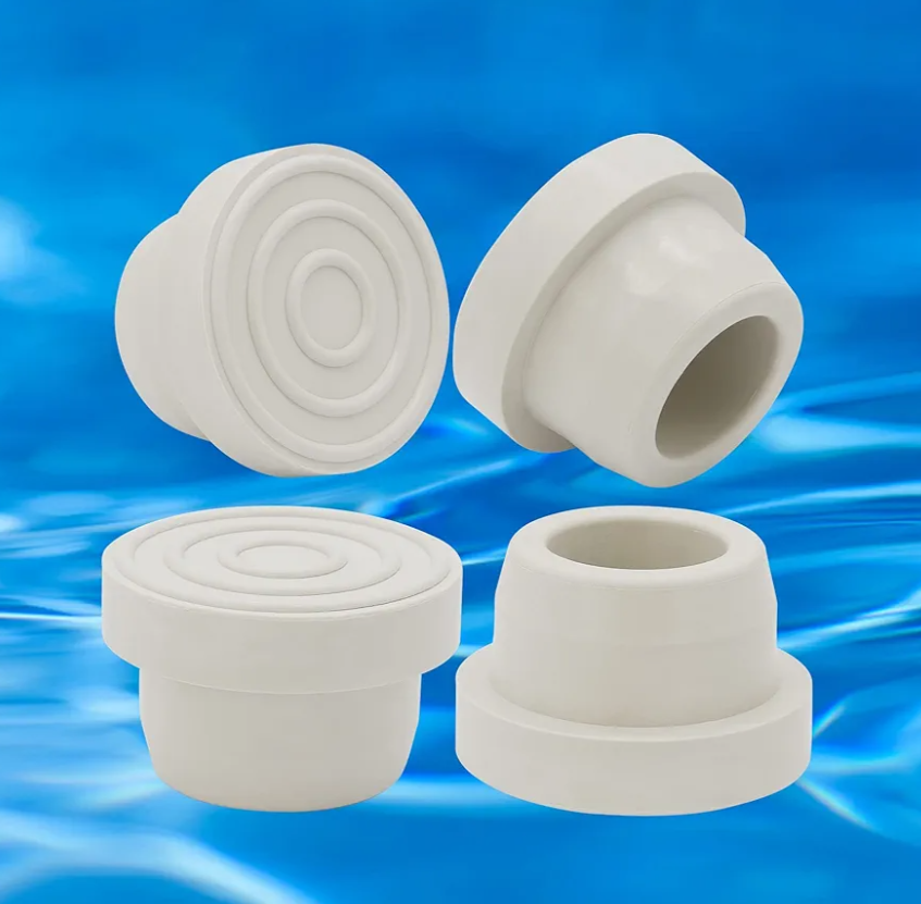 Pool Ladder Bumpers for Inground Pool - Inside Pool Ladder Rubber End Plugs White Fit 1.9" Inner Diameter Ladder Tubing for Protect Swimming Pool Liner, Rubber Ladder Foot Cover - 4 Packs