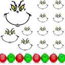 Large 36 Pcs Christmas Face Stickers for Crafts 7 Inch 5 Inch 4 Inch 3 Inch Small Transfers UV Vinyl Faces Eyes Decals for Ornaments Glass Drinking Cups Wood Balls Party Supplies Pack of 3