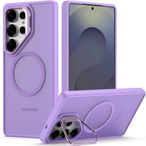 Nvollnoe for Samsung S25 Ultra Case Compatible with MagSafe Military Grade Shockproof Heavy Duty Protective Adjustable Kickstand Matte Semi Clear Phone Cover for Samsung S25 Ultra(Light Purple)
