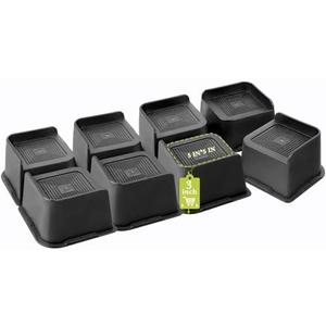 Yookwutar Bed Risers 2 inch, 3 inch, 4 inch, 6 inch, 8 inch Heavy Duty, Oversized Furniture Riser for Couch Sofa Table Chair Leg Frame Dorm, Support up to 6000 Lbs (Black 8 Pack, 3 inch)