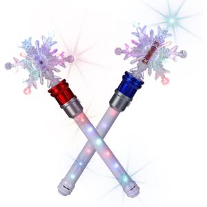 Fleeting Time Light Up Frozen Snowflake Wand- Snowflake Spinning Wands,Magic Wand Rotating Toy for Girls and Boys, Magic Princess Sensory Toys,Christmas & Birthday Gift (Red+Blue)