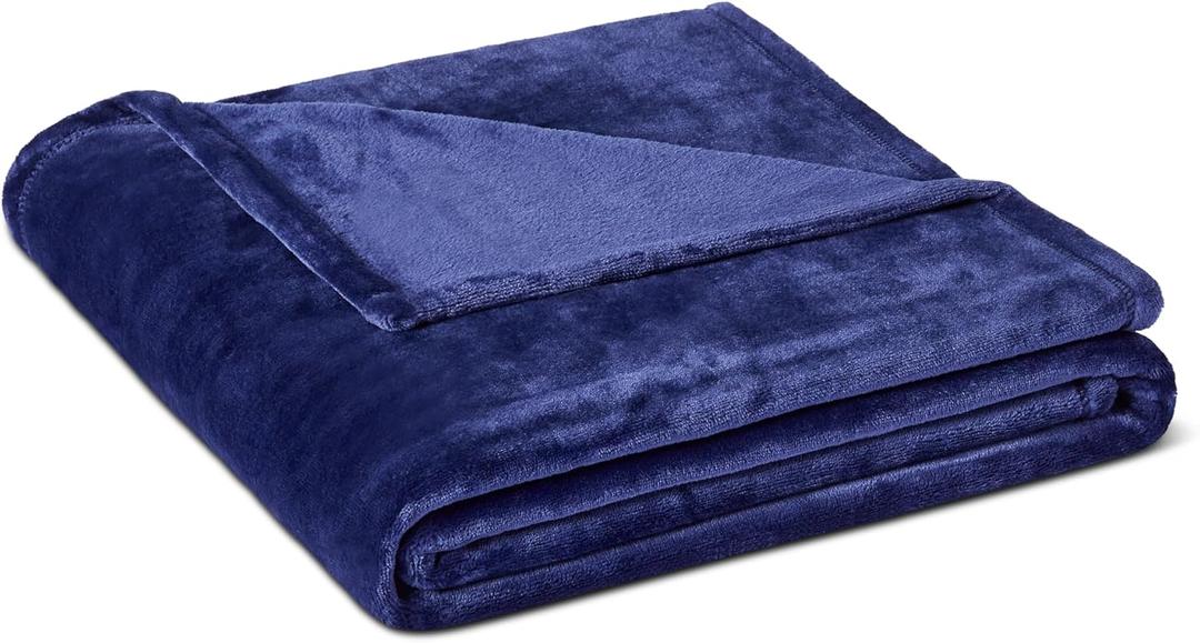 Amazon Basics Throw Blanket, Ultra-Soft Flannel Fleece Microfiber, Lightweight Cozy for Couch Sofa Bedroom, Fade-Resistant, 50 x 60 Inches, Navy