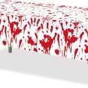 2Pcs Halloween Bloody Hands Party Tablecloth Bloody Hands Plastic Table Covers Bloods Splatter Party Supplies Halloween Disposable Table Cover for Scary Movie Nights Birthday Party Decorations,54x87In