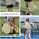 Tennis Bag, Quilted Tennis Racket Backpack for Women and Men Holds 1-2 Rackets, Lightweight and Water-resistant Sports Backpack for Pickleball and Badminton (Cream)