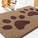 Dog Door Mat for Muddy Paws 30x20, Dirt Trapper Non Slip Washable Indoor Doormats, Absorbent Entryway Carpet for Inside Floor, Beige