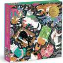 Galison Catmas Chaos  500 Piece Foil Jigsaw Puzzle Featuring Charming Artwork of Cats Getting Ready to Celebrate Christmas
