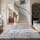 Zentavio Grey and White Area Rugs for Living Room Large Men Room Carpet 5x8 Bedroom Fluffy Furry Shag Aesthetic Plush High Pile Floor Rug for Kids Room Dorm Home Decor Tie-Dyed Grey White