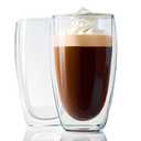 Espresso Cups Set of 1, Double Walled Glass Coffee Mug, High-Heat Borosilicate Glass, 15 Ounces, Clear