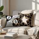 Cheetah Leopard Lover Gifts for Women,Preppy Star Lucky 8 Ball,Cheetah Leopard Print Room Decor Pillow Cover 18x18 Set of 2,Coquette Preppy Pillow Covers for Girls Room Dorm Apartment Decor(5)