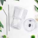 16 OZ Iced Coffee Cups with Lids and Straws Set of 4, Unbreakable Plastic Drinking Glasses Reusable Iced Coffee Glass to Go Cup for Iced Tea,Juice, Water,BPA Free, Dishwasher Safe