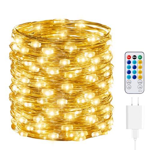 Minetom Fairy Lights with Remote, 66 Feet 200 Led Firefly String Lights Plug in for Bedroom Home Wall Ceiling Christmas Tree Wreath Craft Wedding Party Indoor Outdoor Decoration, Warm White