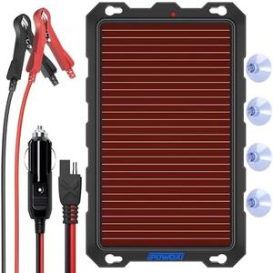POWOXI 3.3W-Solar-Battery-Trickle-Charger-Maintainer -12V Portable Waterproof Solar Panel Trickle Charging Kit for Car, Automotive, Motorcycle, Boat, Marine, RV, Trailer, Powersports, Snowmobile, etc.