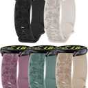 5 Pack 20mm Floral Engraved Watch Bands Compatible with Garmin Vivoactive 5 Watch Band/Vivoactive 6/3/3 Music Soft Silicone Sport Straps for Forerunner 55/165/245/645 Women Men